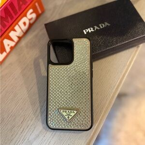 Prada aqua crystal Studded iPhone 13 Pro Phone Case